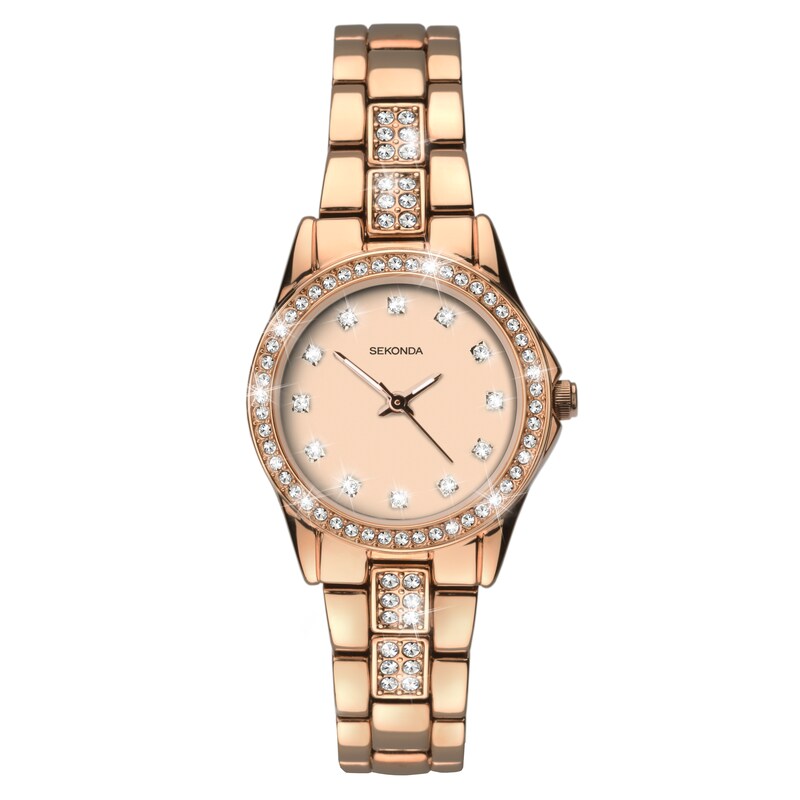 Sekonda Joanne Ladies' Stone Set Rose Gold-Plated Bracelet Watch