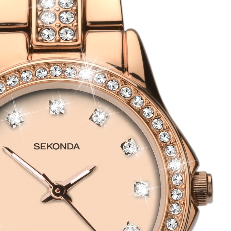 Sekonda Joanne Ladies' Stone Set Rose Gold-Plated Bracelet Watch