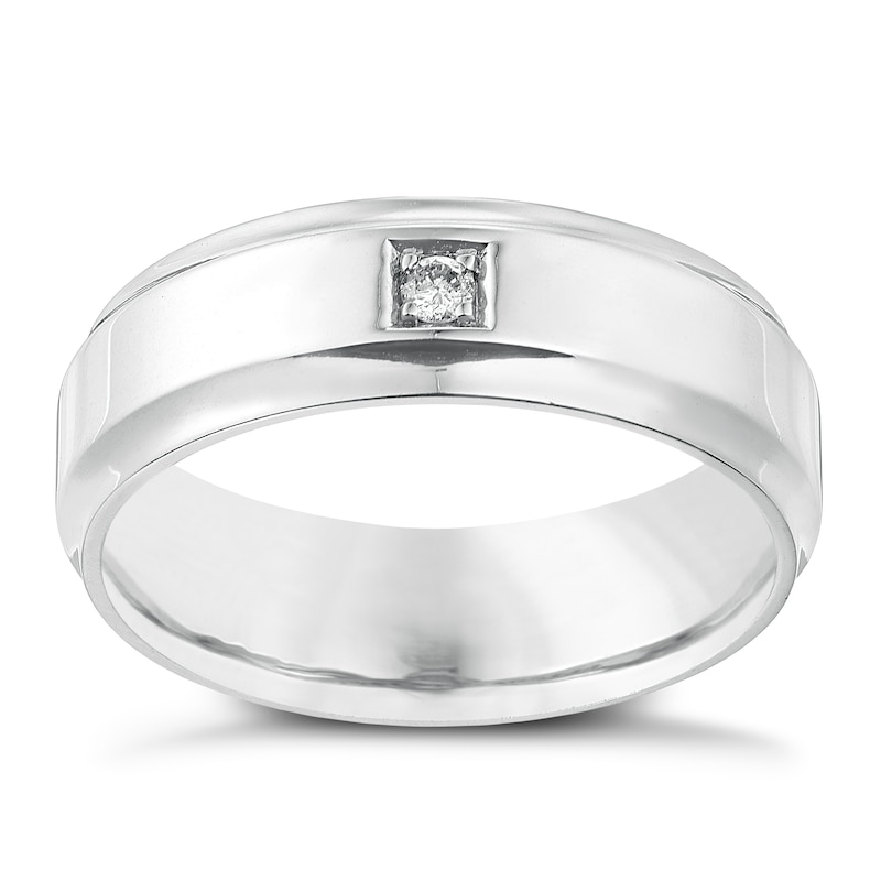 Main Image 1 of Sterling Silver Diamond 7mm Band