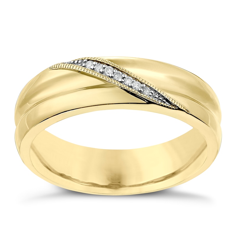 Main Image 1 of 9ct Yellow Gold 5mm Diamond Band
