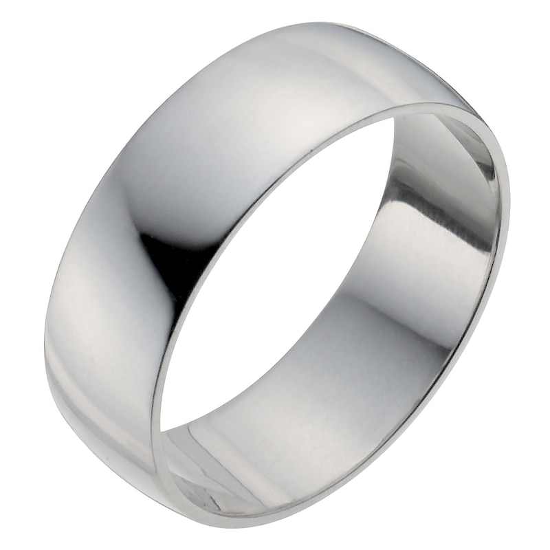 Platinum 7mm Heavy D Shape Ring