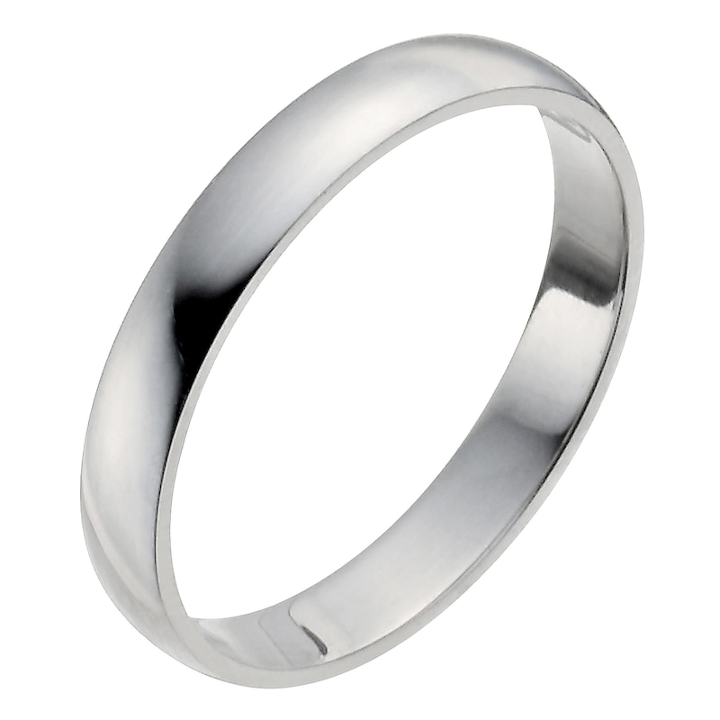 Platinum 3mm Extra Heavy D Shape Ring