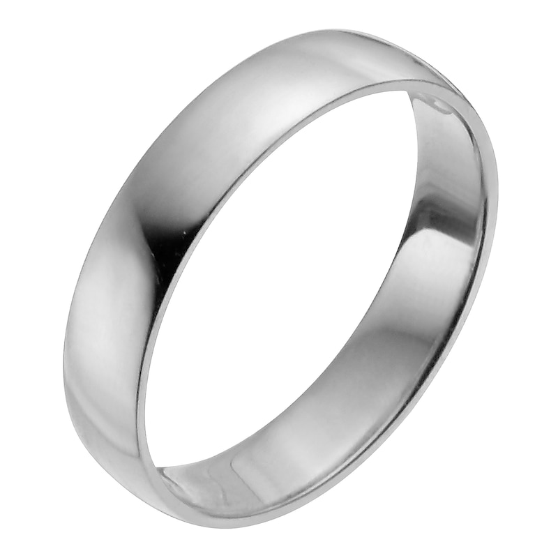 Platinum 4mm Extra Heavy D Shape Ring