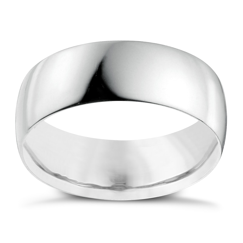 Main Image 1 of 18ct White Gold 7mm Heavy D Shape Ring