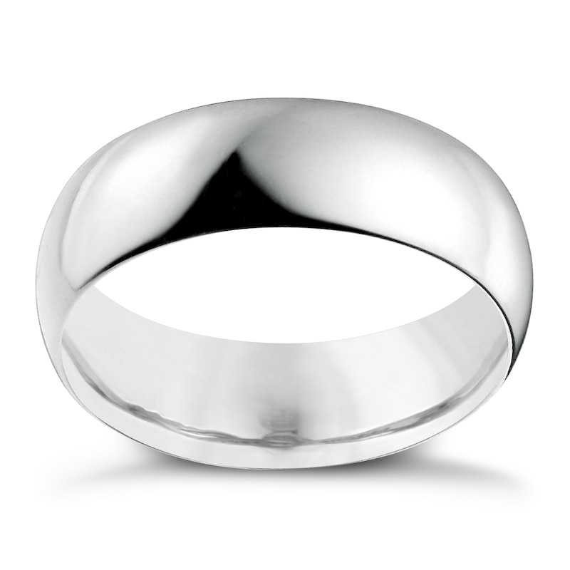18ct White Gold 7mm Extra Heavy D Shape Ring