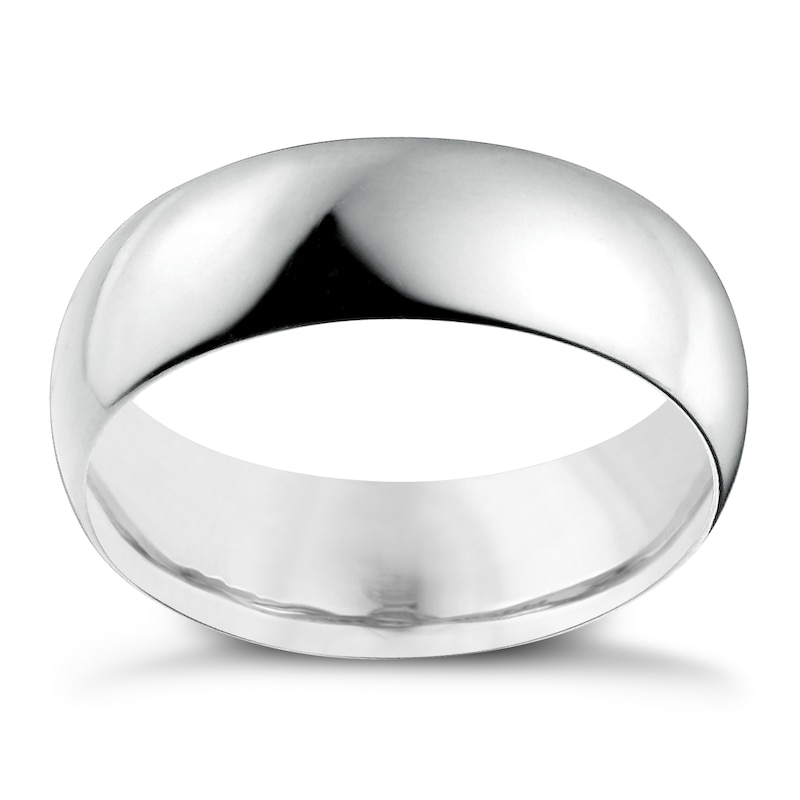 Main Image 1 of 18ct White Gold 7mm Extra Heavy D Shape Ring