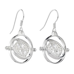 Harry Potter Sterling Silver & Crystal Time Turner Drop Earrings