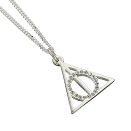 Harry Potter Sterling Silver & Crystal Deathly Hallows Necklace
