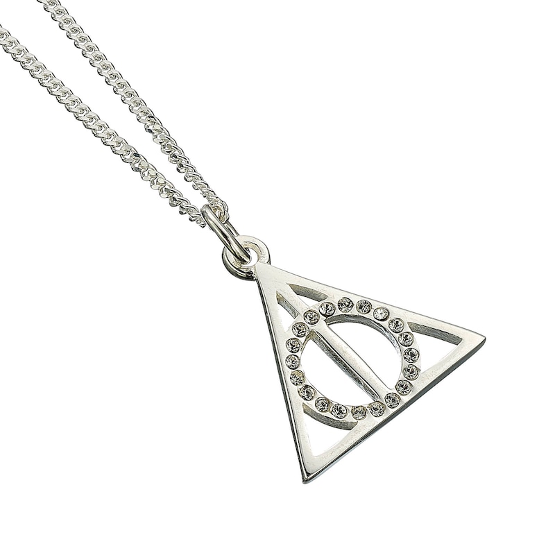 Harry Potter Silver & Crystal Deathly Hallows Necklace