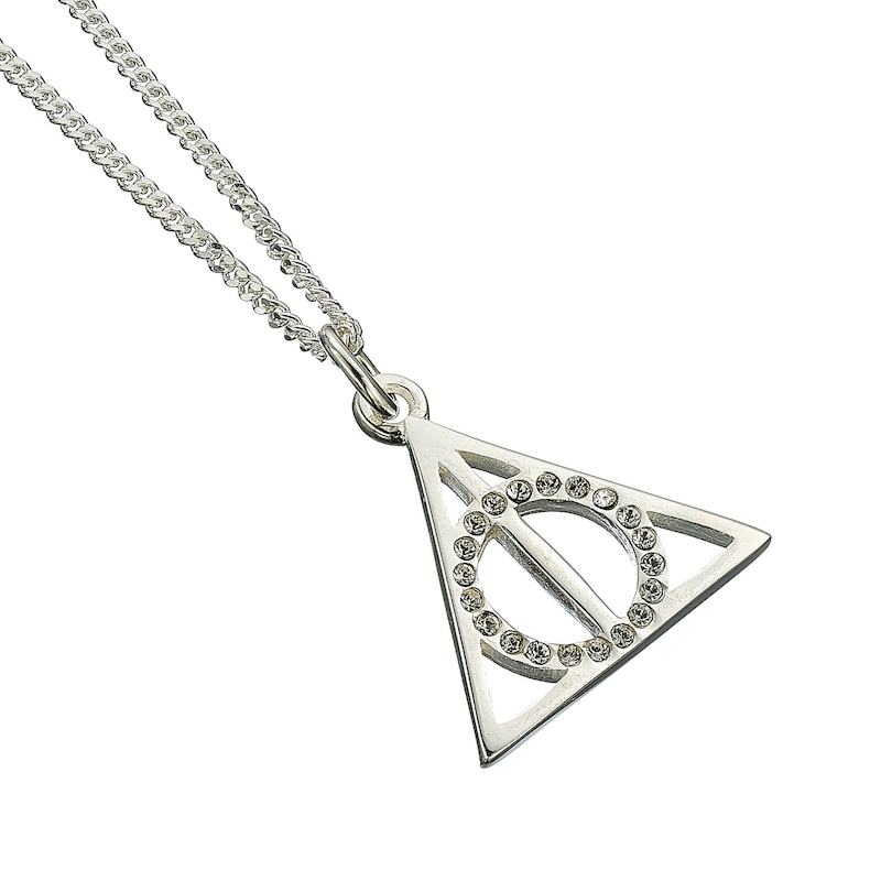 Main Image 1 of Harry Potter Sterling Silver & Crystal Deathly Hallows Necklace