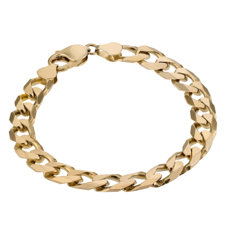 Main Image 1 of 9ct Yellow Gold Solid 8" Curb Chain Bracelet