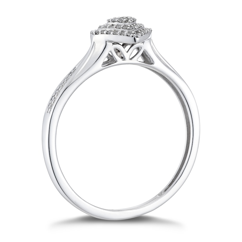 Main Image 2 of Sterling Silver 0.10ct Total Diamond Heart Cluster Ring