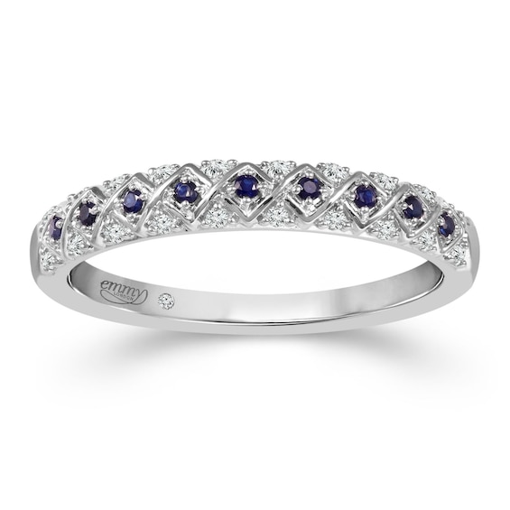 Emmy London 18ct White Gold Sapphire and Diamond Eternity Ring