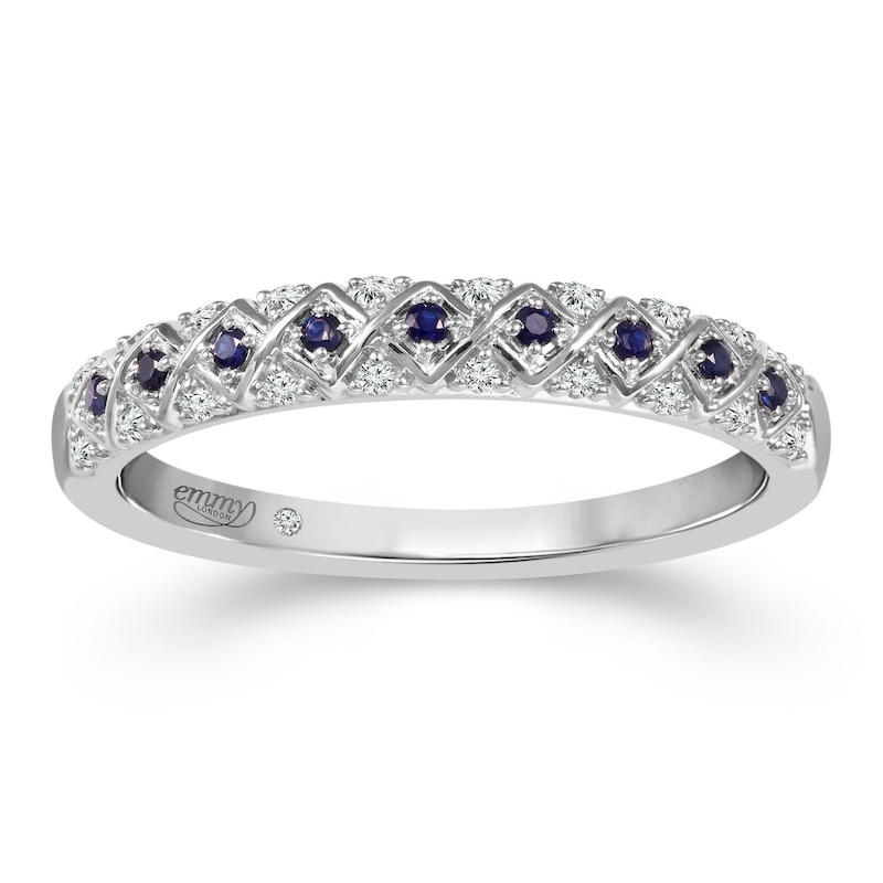 Main Image 1 of Emmy London 18ct White Gold Sapphire & Diamond Eternity Ring