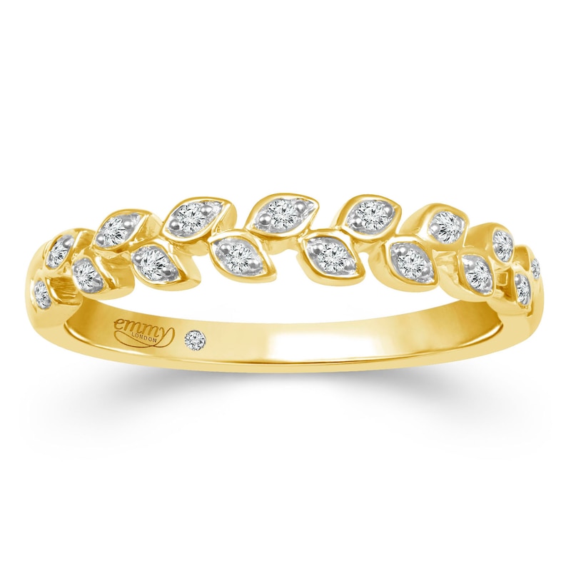 Main Image 1 of Emmy London 18ct Yellow Gold Diamond Leaf Eternity Ring
