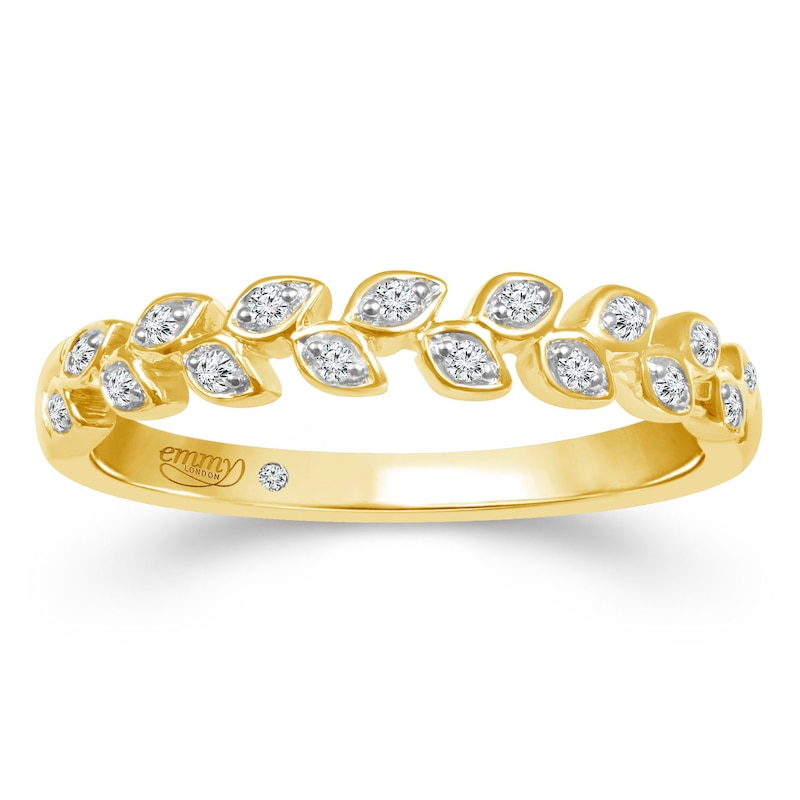 Emmy London 18ct Yellow Gold Diamond Leaf Eternity Ring