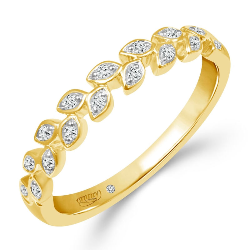 Emmy London 18ct Yellow Gold Diamond Leaf Eternity Ring