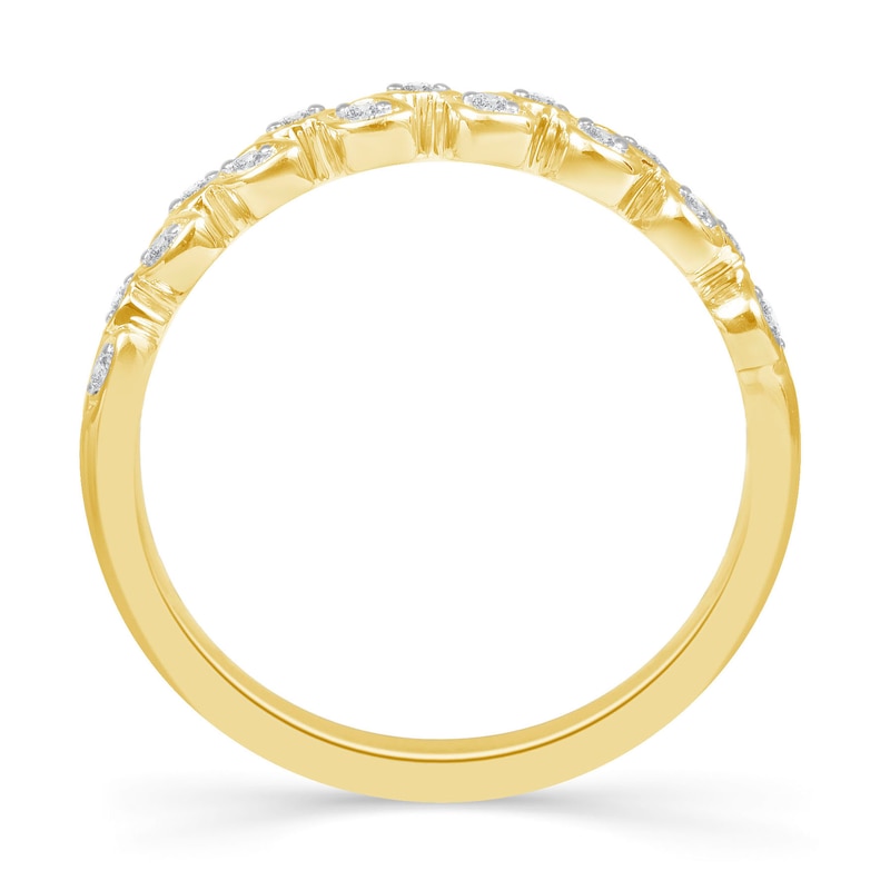 Emmy London 18ct Yellow Gold Diamond Leaf Eternity Ring