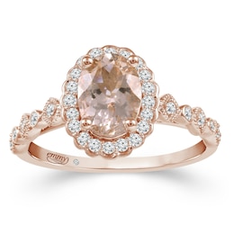 Emmy London 18ct Rose Gold Morganite 0.20ct Diamond Ring