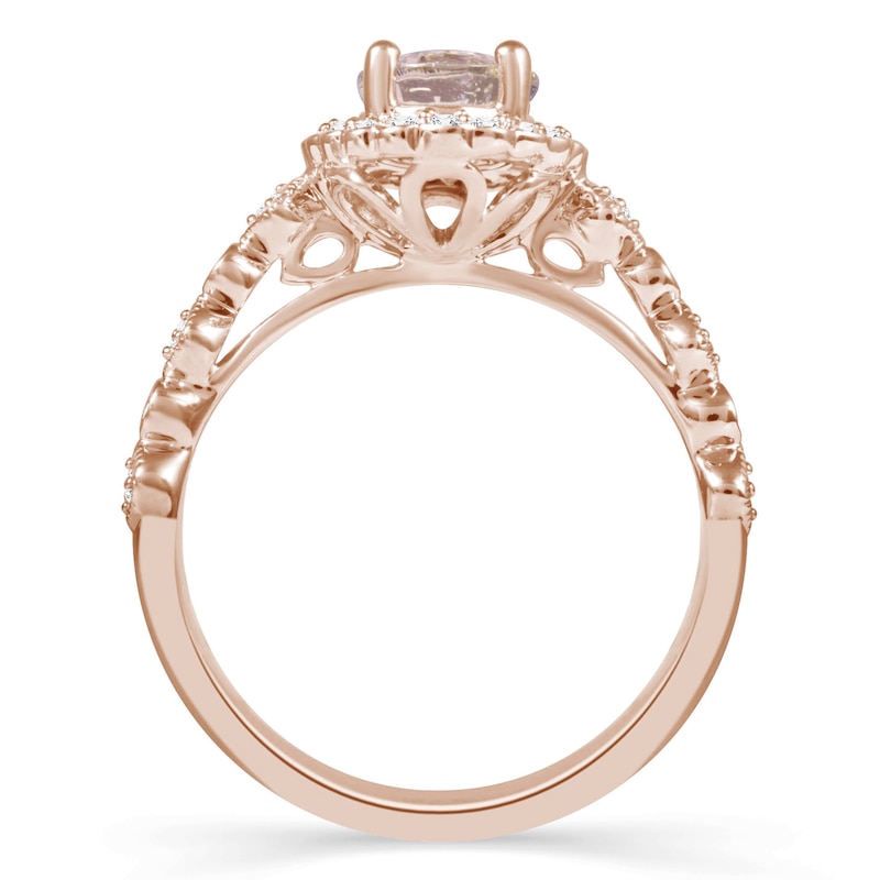 Main Image 3 of Emmy London 18ct Rose Gold Morganite 0.20ct Diamond Ring