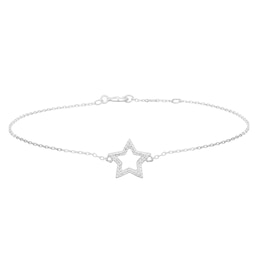 Sterling Silver Diamond Open Star Bracelet