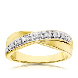 9ct Yellow Gold 0.12ct Diamond Crossover Ring