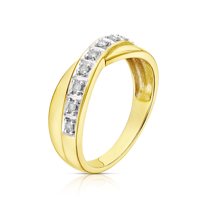 Main Image 2 of 9ct Yellow Gold 0.12ct Diamond Crossover Ring