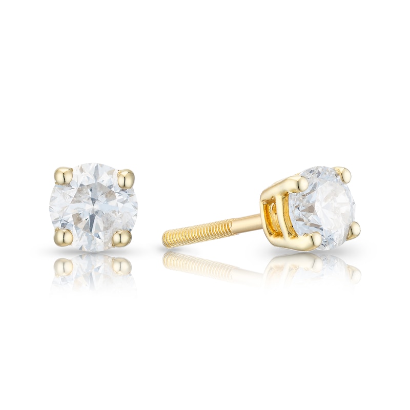 Main Image 1 of 9ct Yellow Gold 0.50ct Diamond Solitaire Stud Earrings