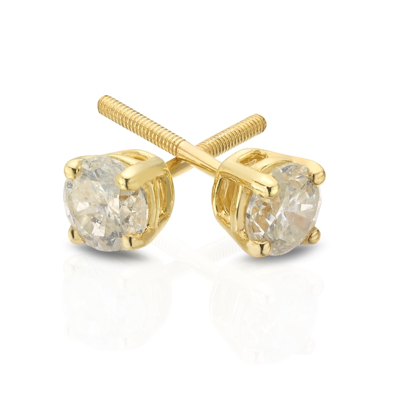 Main Image 2 of 9ct Yellow Gold 0.50ct Diamond Solitaire Stud Earrings