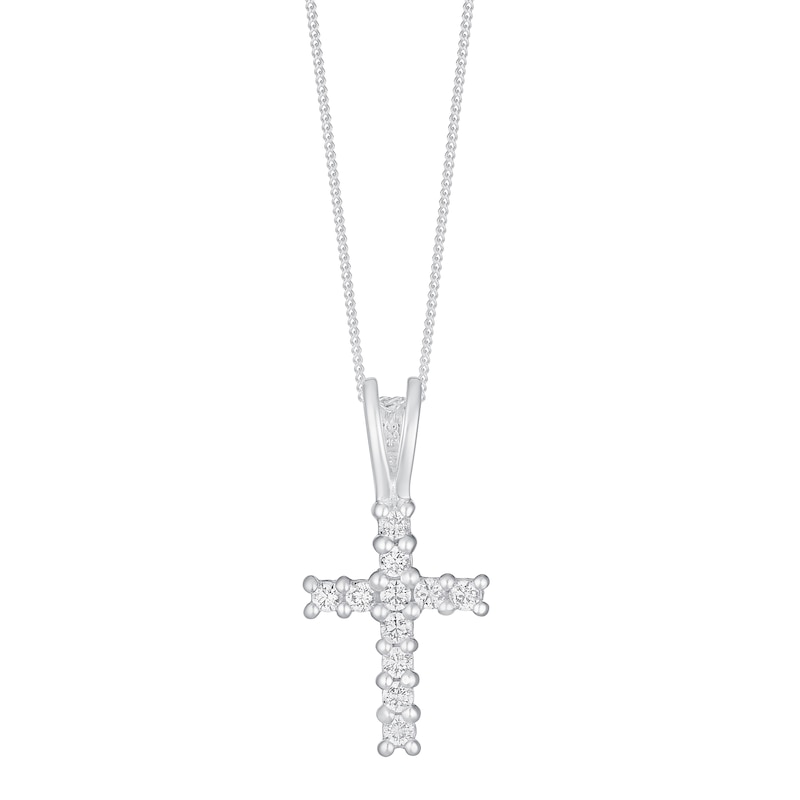 Sterling Silver & Cubic Zirconia Claw Set Cross Pendant