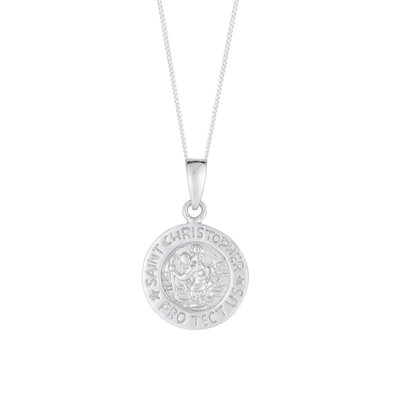 Sterling Silver Round St Christopher Pendant