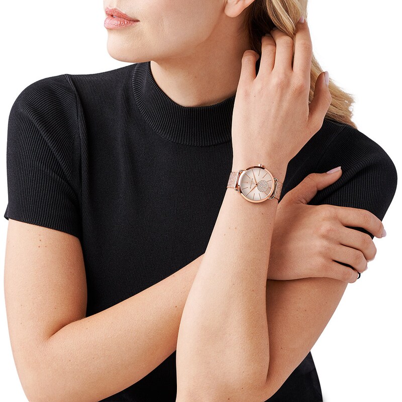 Main Image 3 of Michael Kors Portia Ladies' Rose Gold Tone Bracelet Watch