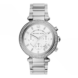 Michael Kors Parker Ladies' White Dial Stainless Steel Bracelet Watch