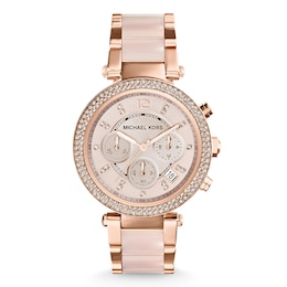 Michael Kors Parker Ladies' Rose Gold Stainless Steel & Ceramic Watch