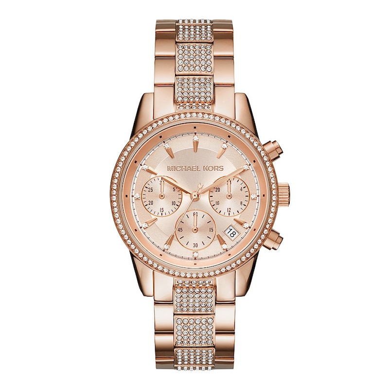 Main Image 1 of Michael Kors Ritz Ladies' Rose Gold Crystal Stainless Steel Bracelet Watch