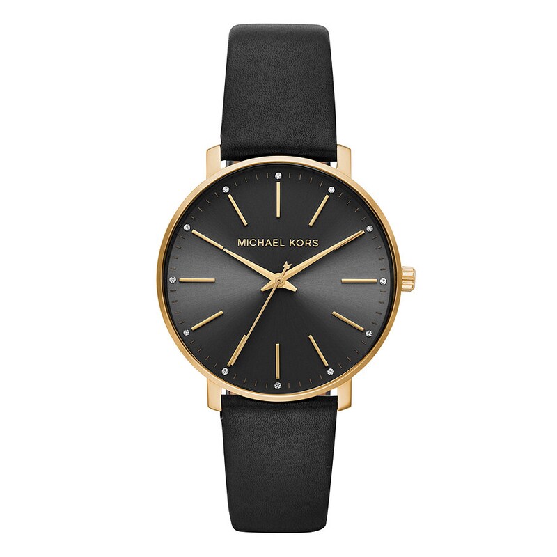 Michael Kors Pyper LadiesÃ¢ Black Leather Strap Watch