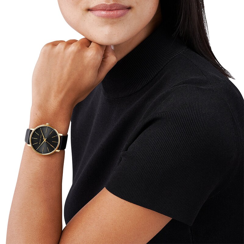 Michael Kors Pyper LadiesÃ¢ Black Leather Strap Watch