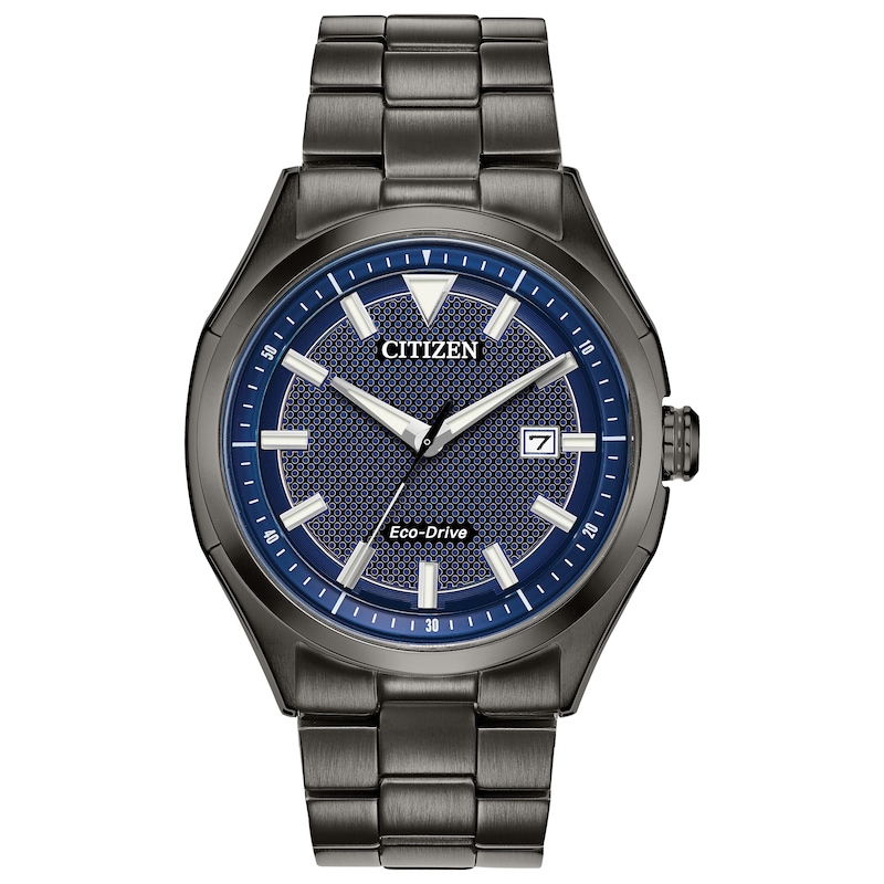 Main Image 1 of Citizen Eco-Drive Men's Blue Dial Grey IP Bracelet Watch
