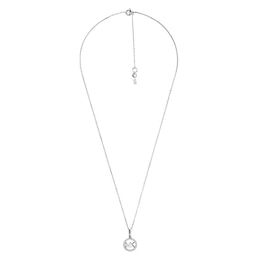 Michael Kors Sterling Silver Cubic Zirconia MK Necklace