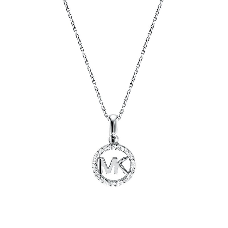 Main Image 2 of Michael Kors Sterling Silver Cubic Zirconia MK Necklace