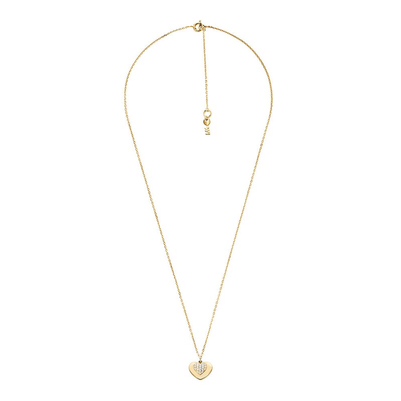 Michael Kors 14ct Gold Plated CZ Duo Heart Necklace