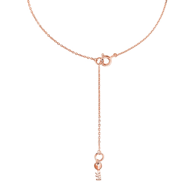 Main Image 2 of Michael Kors 14ct Rose Gold Plated CZ MK Heart Necklace.