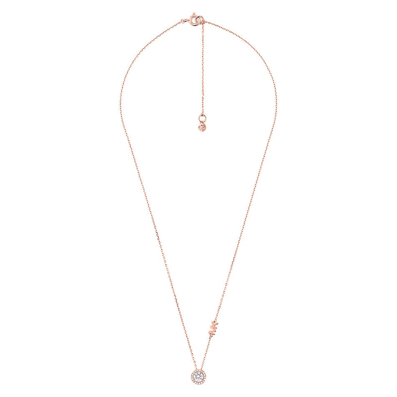 Main Image 1 of Michael Kors 14ct Rose Gold Plated CZ MK Pendant