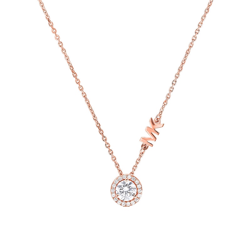 Main Image 2 of Michael Kors 14ct Rose Gold Plated CZ MK Pendant