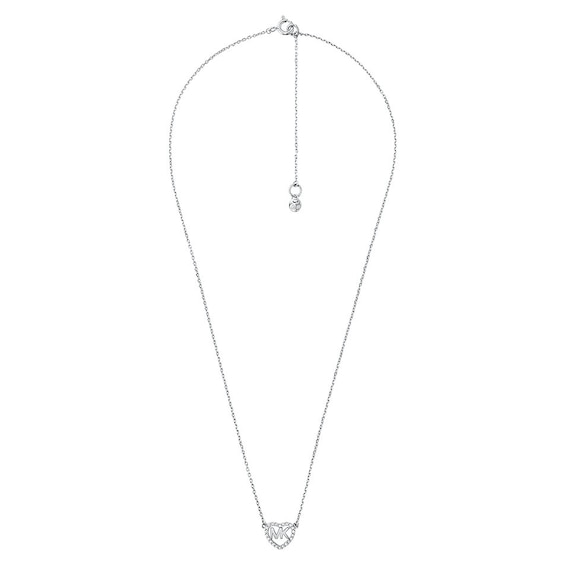 Michael Kors Sterling Silver Cubic Zirconia Heart Necklace