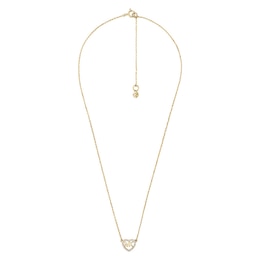 Michael Kors Love Yellow Gold Tone CZ Heart Necklace