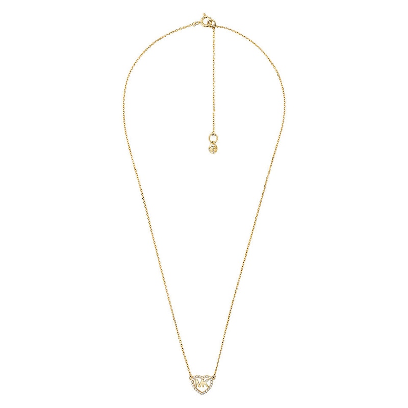 Michael Kors Love Yellow Gold Tone CZ Heart Necklace | H.Samuel