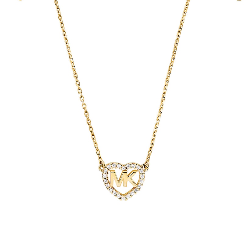 Main Image 2 of Michael Kors Love Yellow Gold Tone CZ Heart Necklace