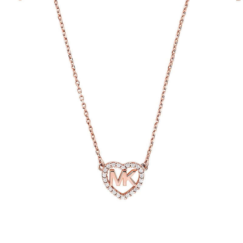 Main Image 2 of Michael Kors 14ct Rose Gold Plated Heart Pendant