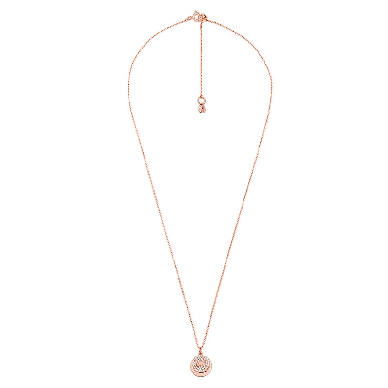 Main Image 1 of Michael Kors Brilliance 14ct Rose Gold Plated Disc Pendant